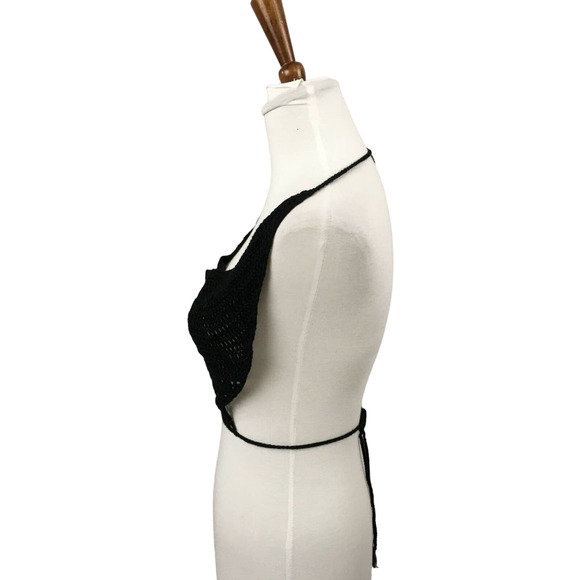 Express Womens Top Halter Crotched Wrap Around Crop Tank - Black - Size XS - Picture 5 of 8